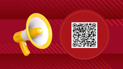 Megafoni ja qr-koodi.