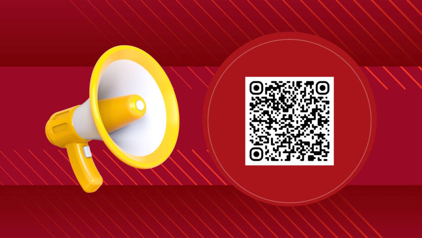 Megafoni ja qr-koodi.